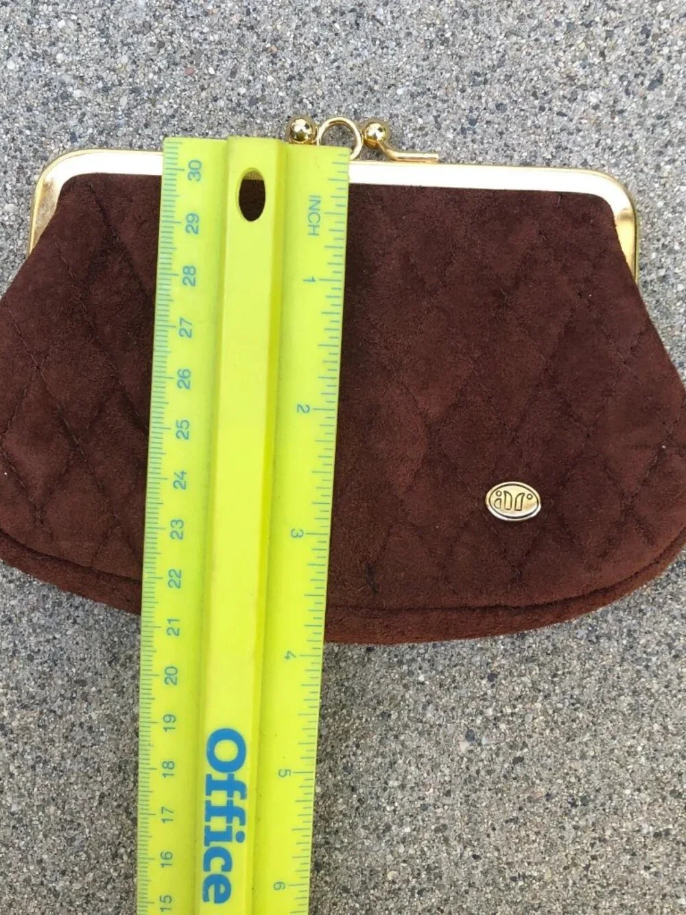 Vintage AR Quilted Coin Purse Wallet Clutch Women's Brown Leather Suede 6